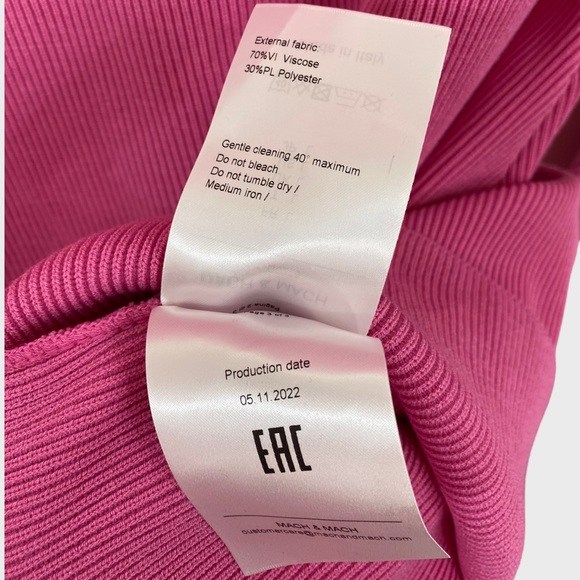 Mach & Mach Pink Heart Cutout Aimee Stretchy Ribbed Dress NWT Large - Picture 10 of 11